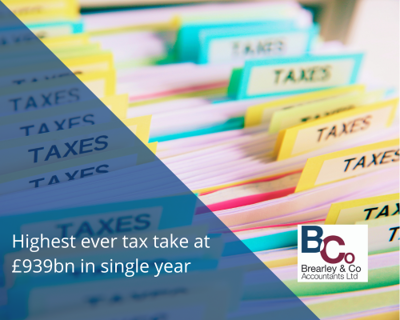 Highest ever tax take at £939bn in single year