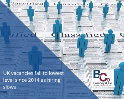 UK vacancies fall to lowest level since 2014 as hiring slows